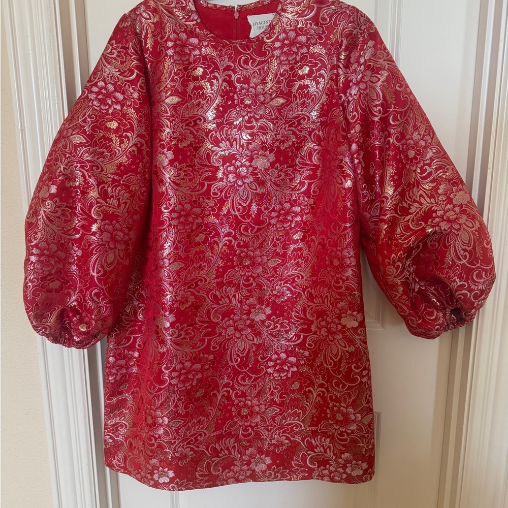 Tuckernuck Elegant Floral Red Long Sleeve Dress - Picture 3 of 5